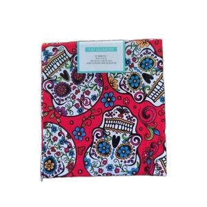 Colorful Sugar Skull Red Fabric
